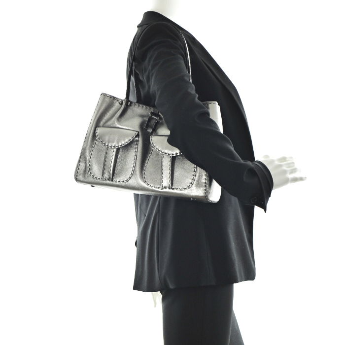 Renaud Pellegrino Metallics Bag in Silvered Leather - Detail D1