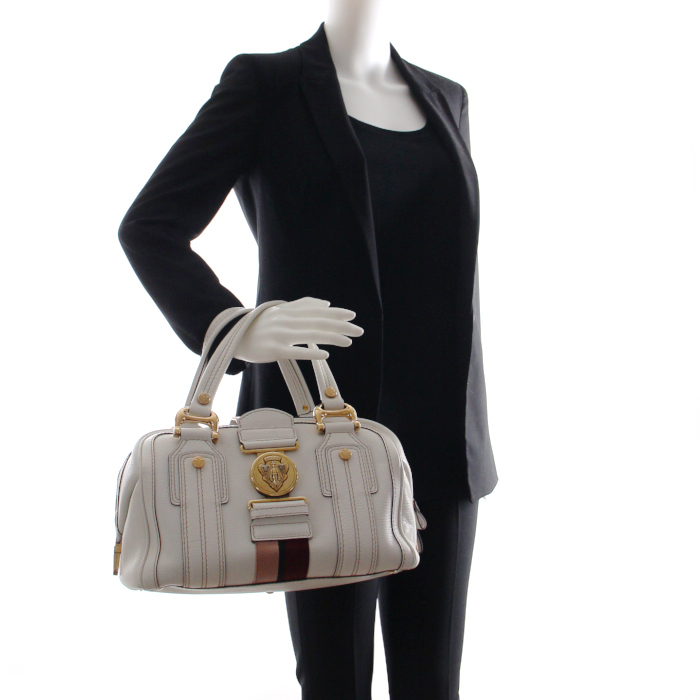 Sac à main en cuir grainé blanc - Detail D1