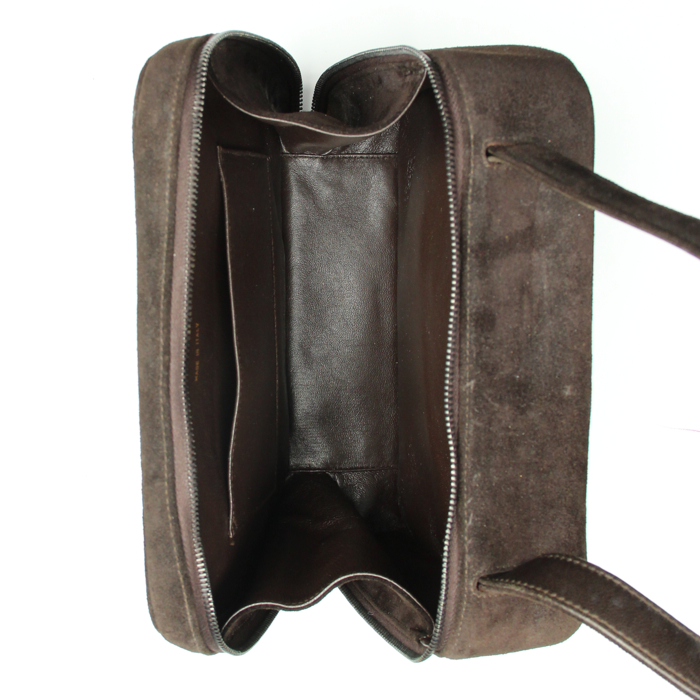 Borsa a scatola in camoscio marrone - Detail D2