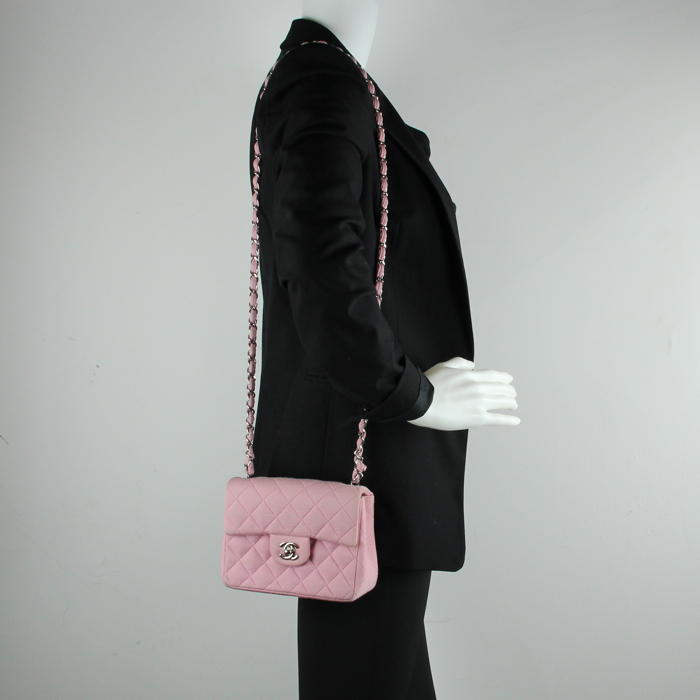 Mini Timeless handbag in candy pink canvas - Detail D1