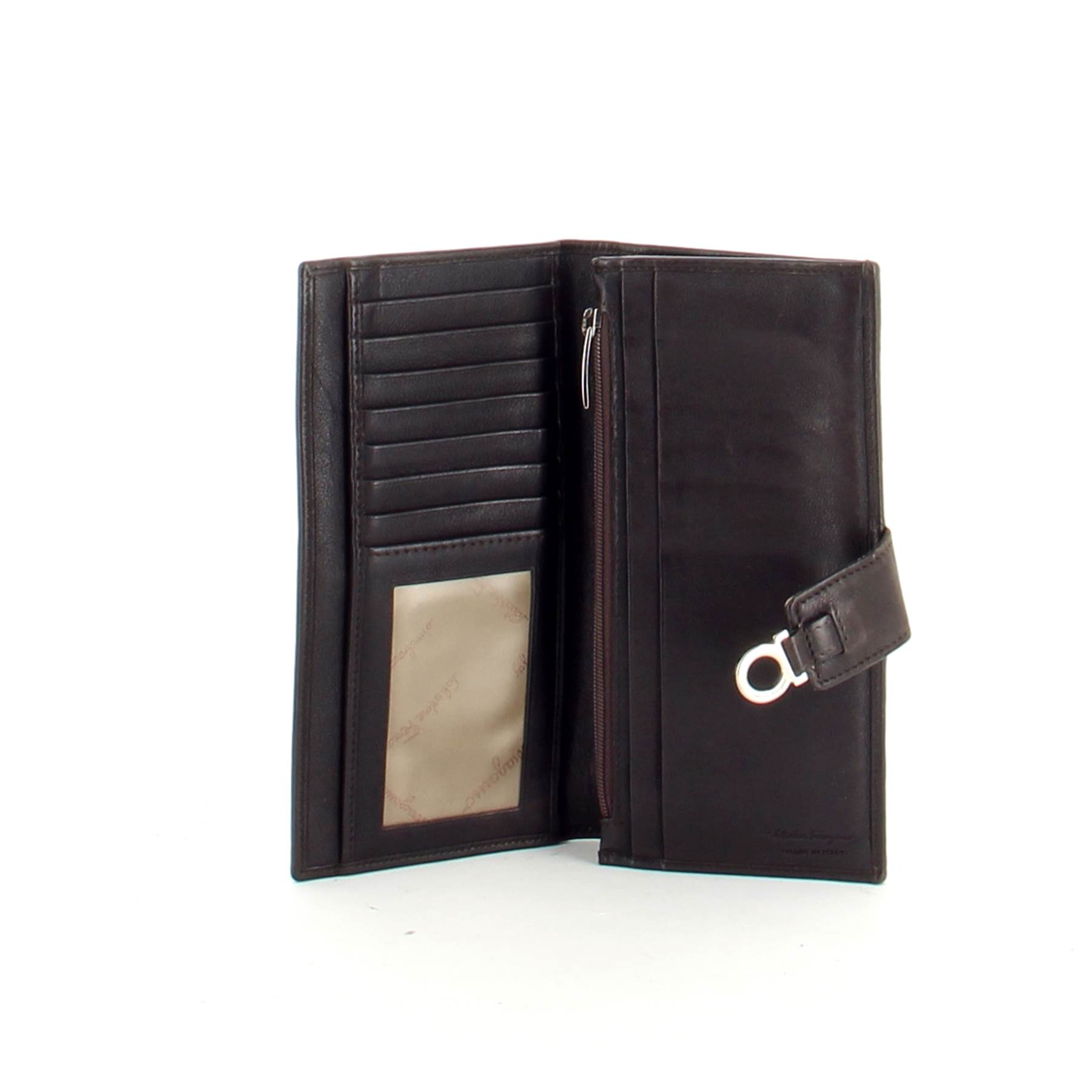 Salvatore Ferragamo Wallet in monogram canvas and brown leather - Detail D1