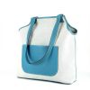 Shopping bag in canvas and blue leather - 00pp thumbnail