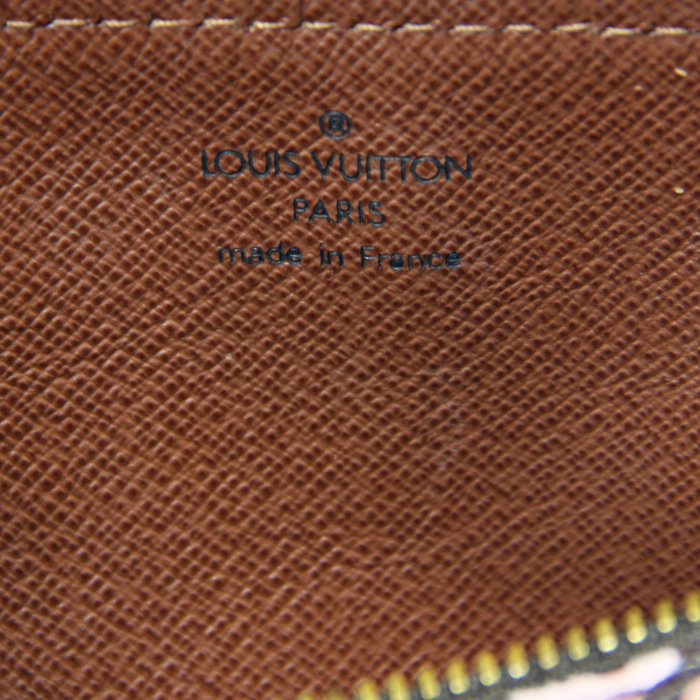 Papillon Watercolor handbag in brown and pink monogram canvas and natural leather - Detail D3