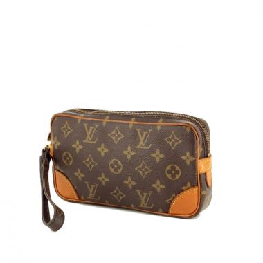 Louis Vuitton Pochette en toile Monogram et cuir naturel