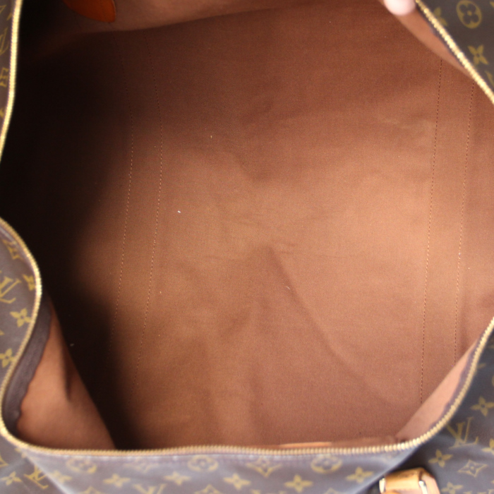 Borsa da viaggio in tela monogram e pelle naturale - Detail D2