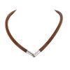 Hermès necklace in leather and palladium - 00pp thumbnail