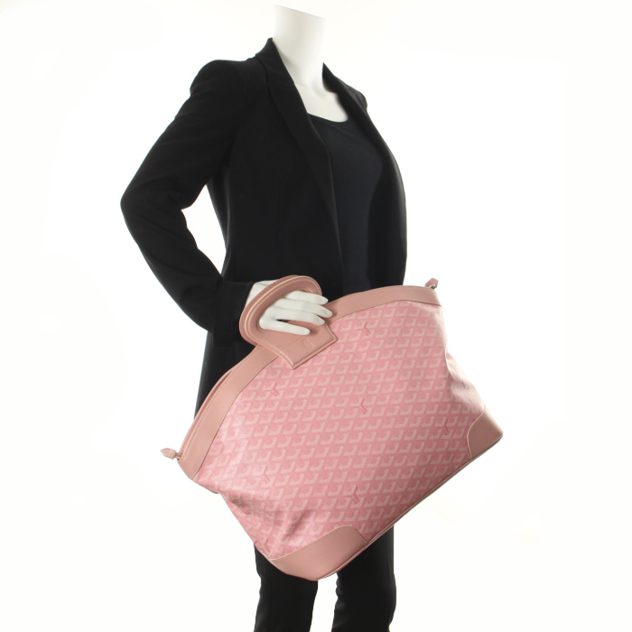 Borsa da weekend in tela monogram e pelle rosa - Detail D1