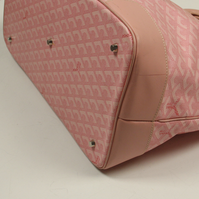 Sac de week end en toile monogram et cuir rose - Detail D5