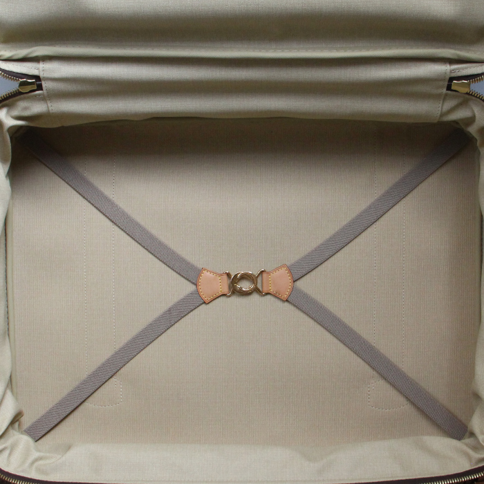 Valigia in tela monogram cerata e pelle naturale - Detail D2