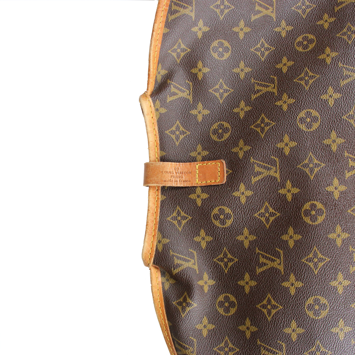 Louis Vuitton Housse porte-habit en toile monogram et cuir naturel - Detail D3