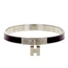 Hermès bracelet H en acier et cuir violet - 00pp thumbnail