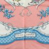 Foulard Hermès Carre Hermes - Scarf in twill di seta celeste rosa e bianca con motivo - Detail D1 thumbnail