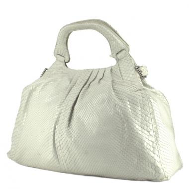Bolso de mano en piel de pitón blanca