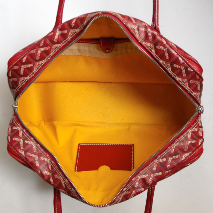 Borsa in tela monogram cerata e pelle rossa - Detail D2