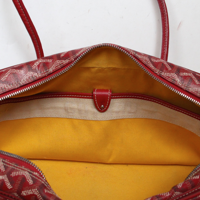 Bag in monogram canvas and red leather - Detail D3