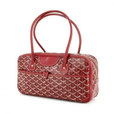 Borsa in tela monogram cerata e pelle rossa