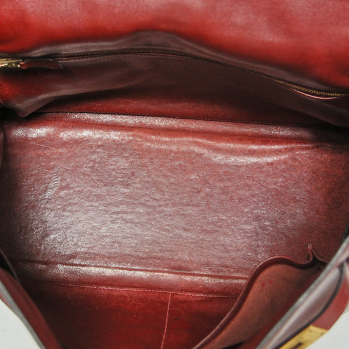 Hermès Kelly 35 cm in burgundy leather - Detail D2