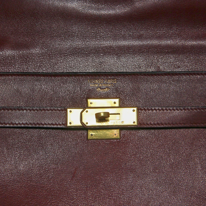Hermès Kelly 35 cm in burgundy leather - Detail D3
