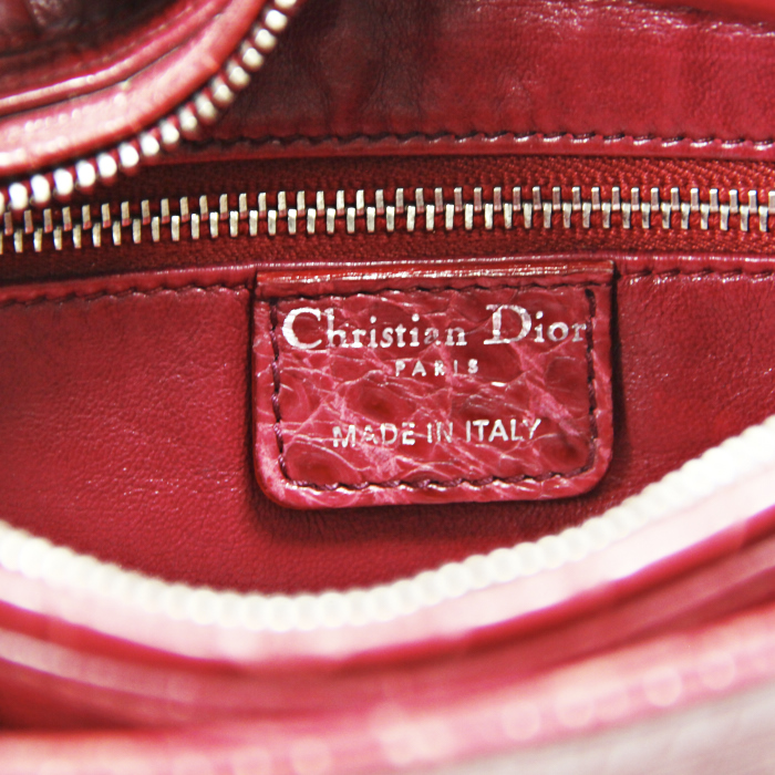 Dior Lady Dior medium model in raspberry crocodile - Detail D3