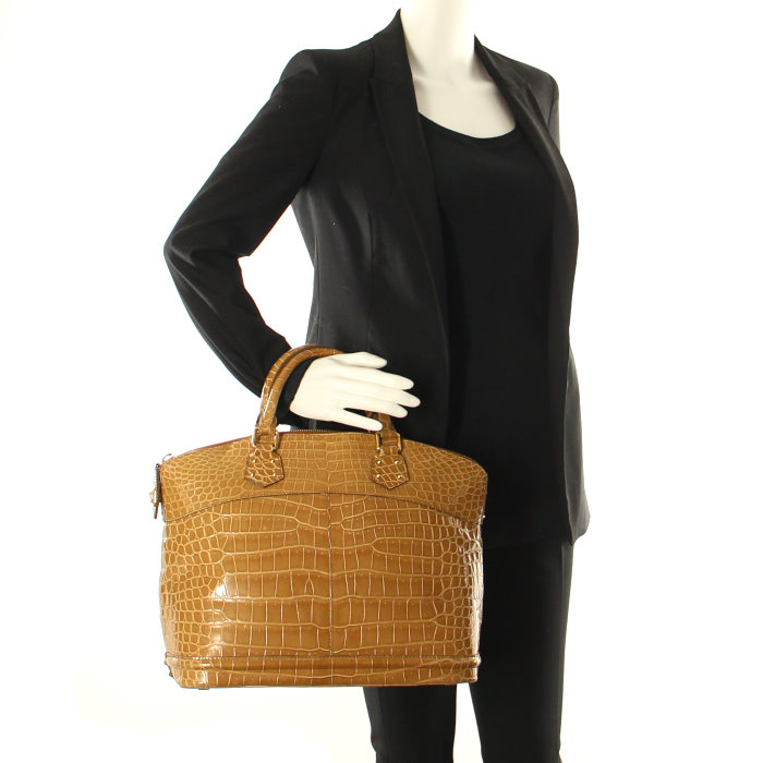 Louis Vuitton sac Lockit en crocodile beige - Detail D1