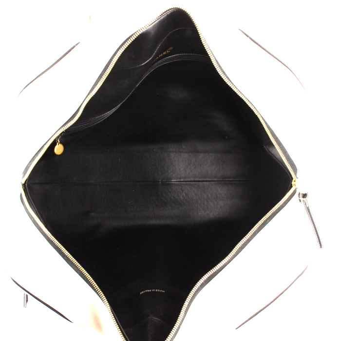 Borsa Boston in pelle trapuntata bianca e nera - Detail D2