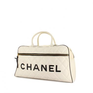 Sac à main Boston en cuir matelassé blanc et noir