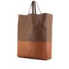 Shopping Celine bag Vertical in bicolor, taupe and brown leather - 00pp thumbnail