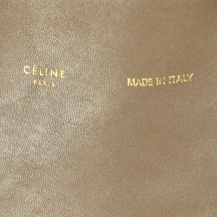 Shopping Celine bag Vertical in bicolor, taupe and brown leather - Detail D4