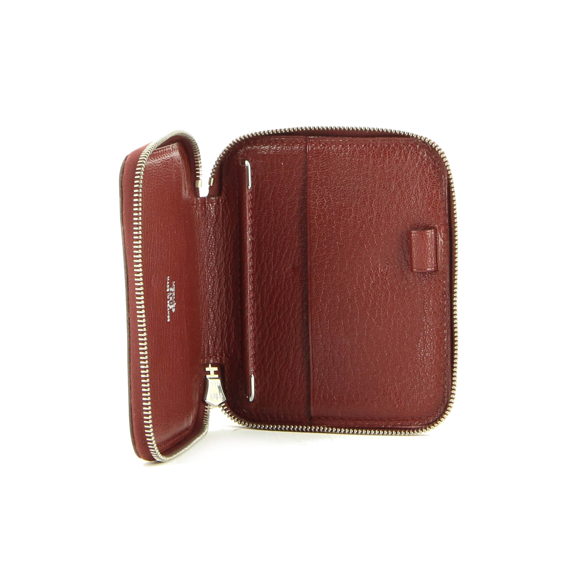 Hermès wallet in burgundy leather - Detail D1