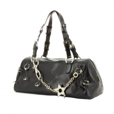 Bolso de mano en cuero negro