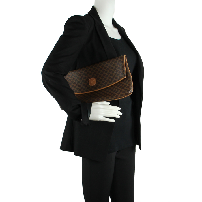 Celine pochette en toile monogram et cuir naturel - Detail D1