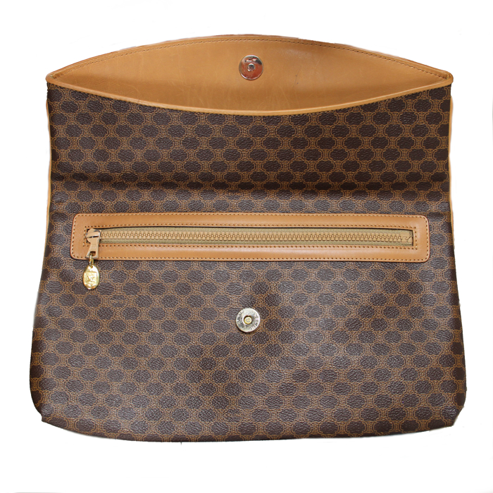 Celine pochette en toile monogram et cuir naturel - Detail D3