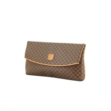 Celine clutch bag in monogram canvas and natural leather