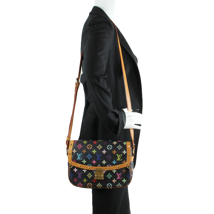 Louis Vuitton Sologne en toile monogram multicolore et cuir naturel - Detail D2