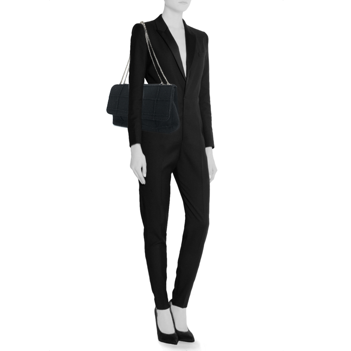 Chanel sac 2.55 en toile jersey noire - Detail D1