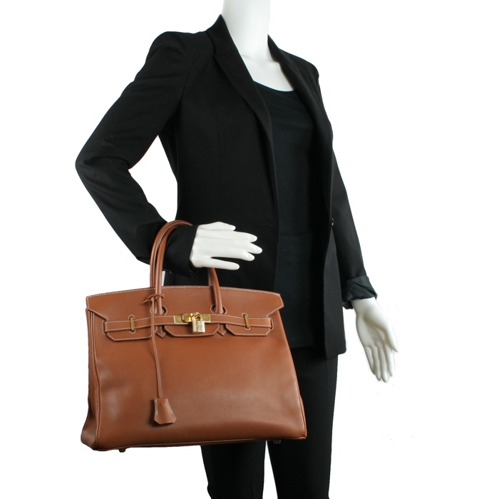 Hermes Birkin 35 cm en cuir gold - Detail D1