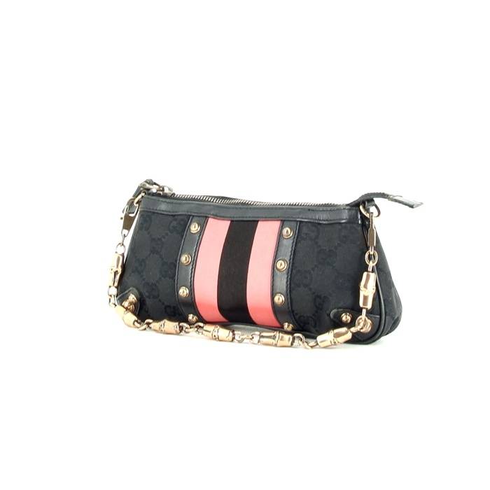 Gucci Black Leather Croisette Chain Bamboo Bag