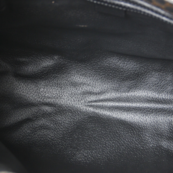 Shopping bag in tela monogram cerata nera e pelle nera - Detail D2