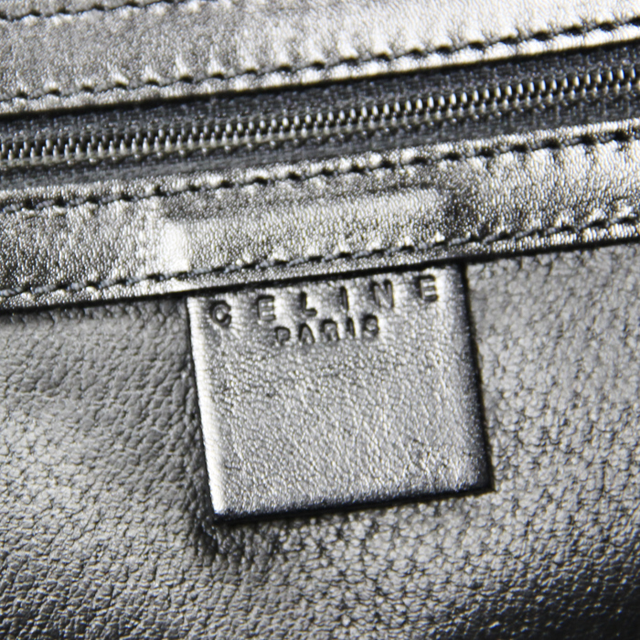 Shopping bag in tela monogram cerata nera e pelle nera - Detail D3