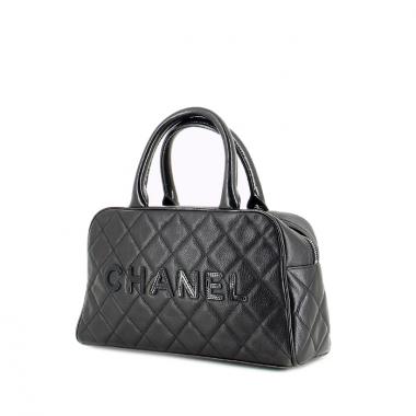 sac a main chanel bowling boston toile et cuir gris