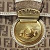 Fendi Compilation Handbag in golden brown, silver and gold tricolor leather and monogram canvas - Detail D5 thumbnail