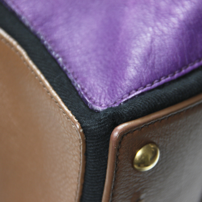 Borsa Muse Two Yves Saint Laurent  modello piccolo in pelle tricolore marrone viola e nera - Detail D5
