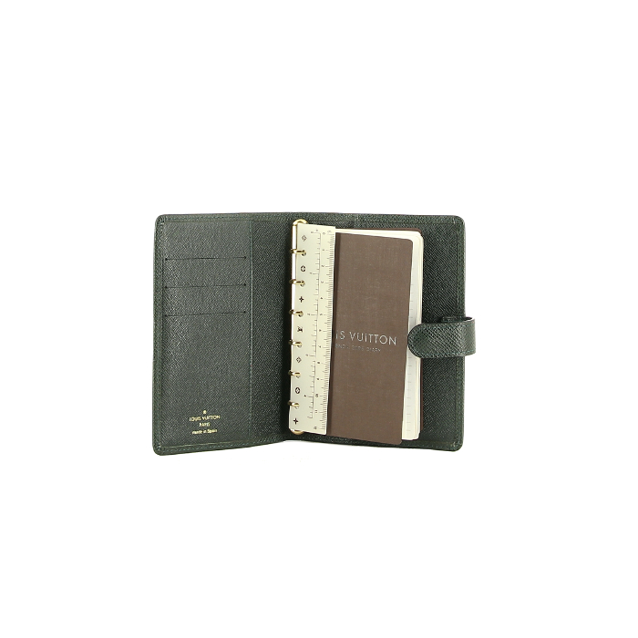 Agenda holder in green grained leather - Detail D1
