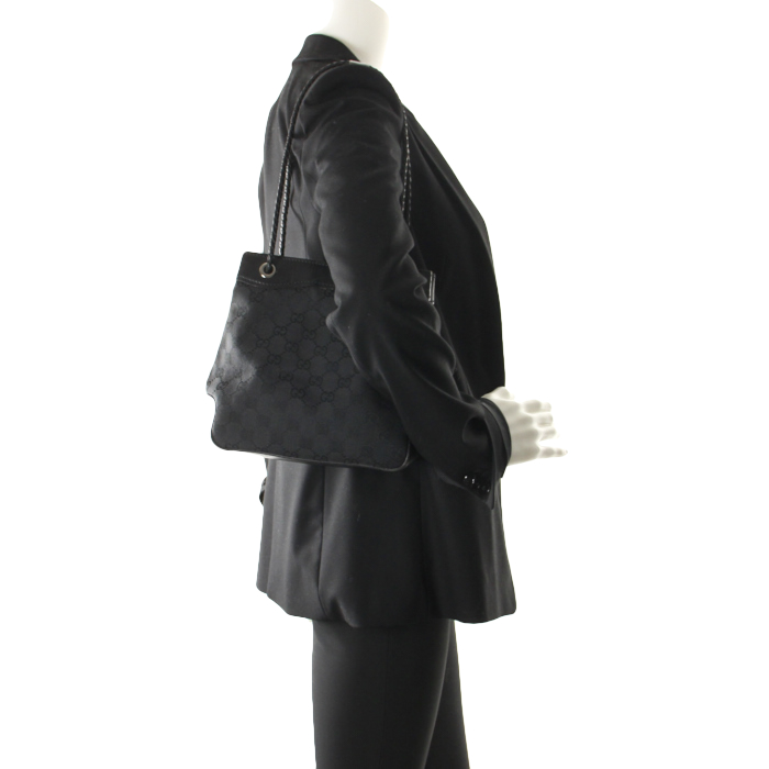 Gucci sac en toile monogram et cuir noir - Detail D4