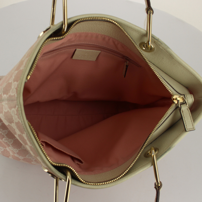 Borsa in tessuto monogram rosa e pelle bianca - Detail D2