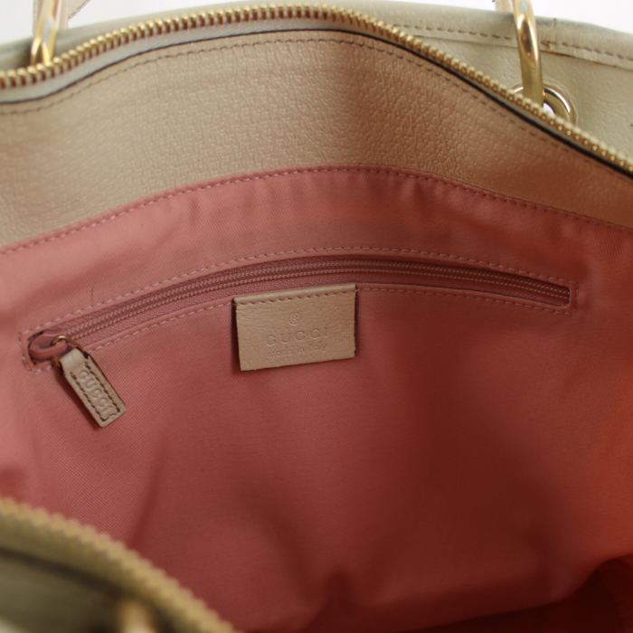 Bolso de mano en tela Monogram rosa y cuero blanco - Detail D3