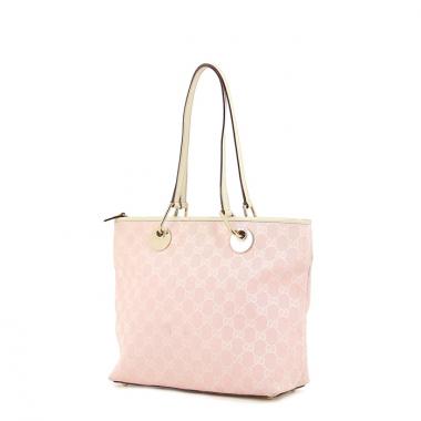 Bolso de mano en tela Monogram rosa y cuero blanco