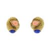 Boucheron Clips d'Oreille en Or Jaune, Corail et Lapis Lazuli - 00pp thumbnail
