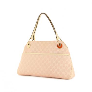 Borsa in tela monogram rosa e pelle beige