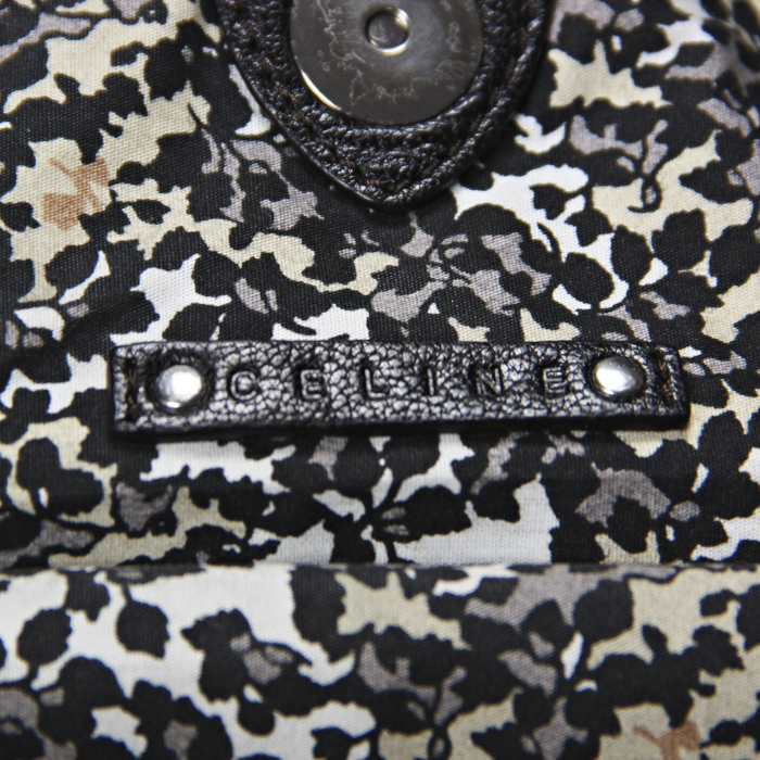 Borsa in tela denim monogram e pelle nera - Detail D3